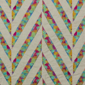 Scrafitti Multi Color Neon Pink Green Embroidered Geometric Linen Blend Fabric