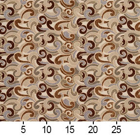 Essentials Sienna Brown Gray Beige Ivory Paisley Upholstery Fabric / Harvest Flutter