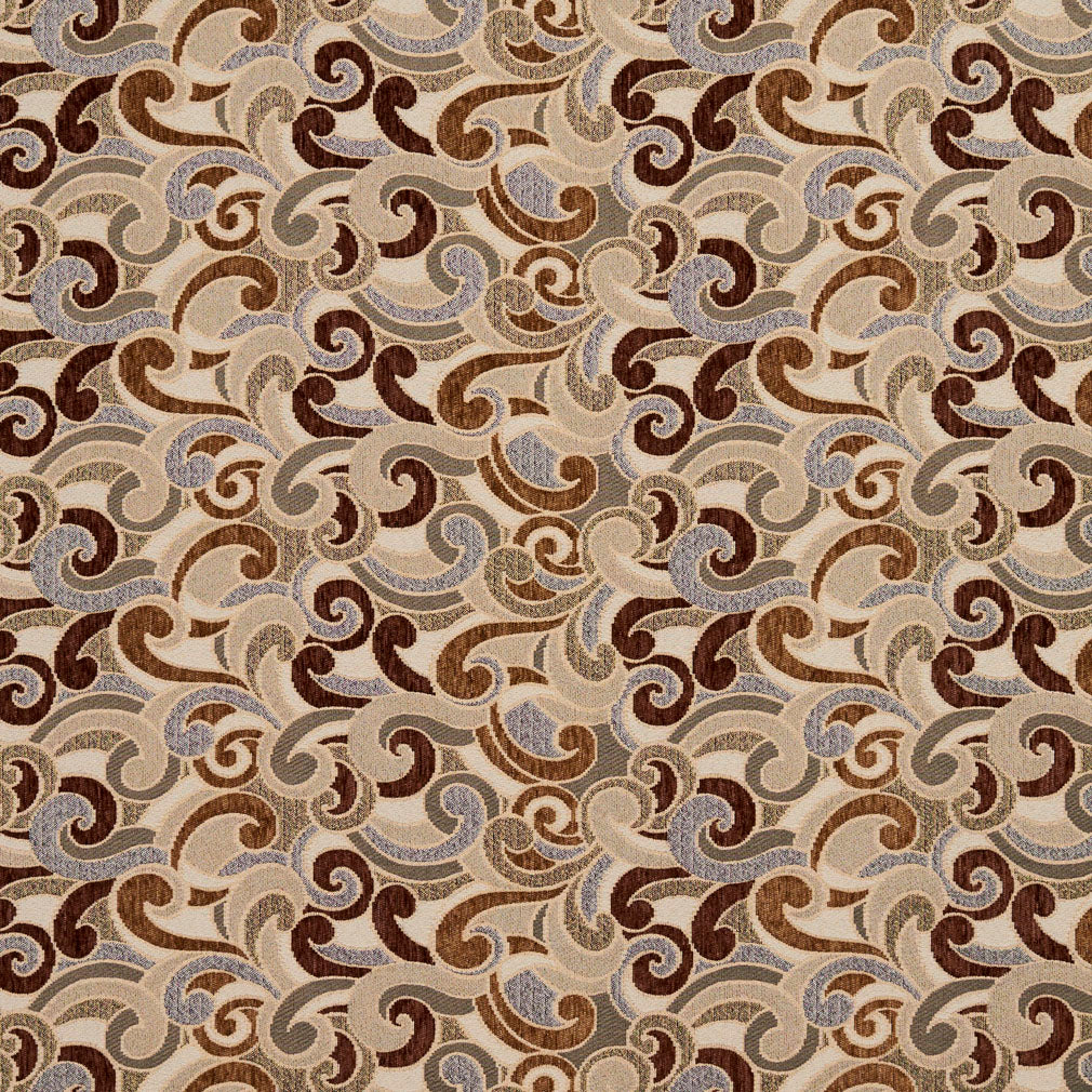 Essentials Sienna Brown Gray Beige Ivory Paisley Upholstery Fabric / Harvest Flutter