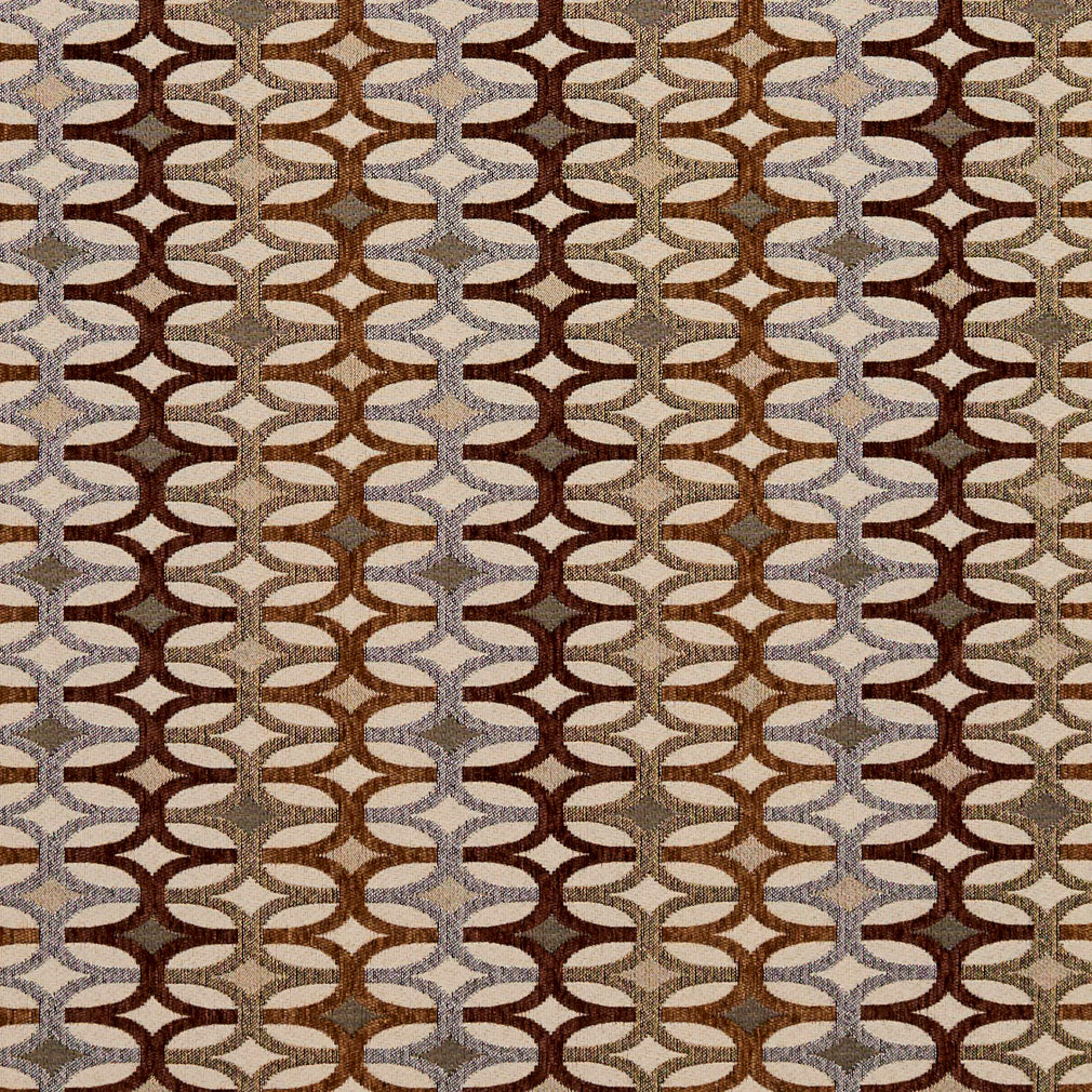 Essentials Sienna Brown Gray Tan Beige Geometric Upholstery Fabric / Harvest Interlock