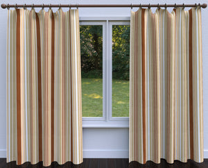 Essentials Sienna Salmon Beige Coral White Stripe Upholstery Drapery Fabric
