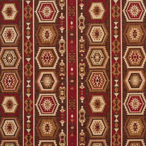 Essentials Southwestern Tribal Upholstery Fabric Burgundy Brown Beige / Adobe Santa Fe