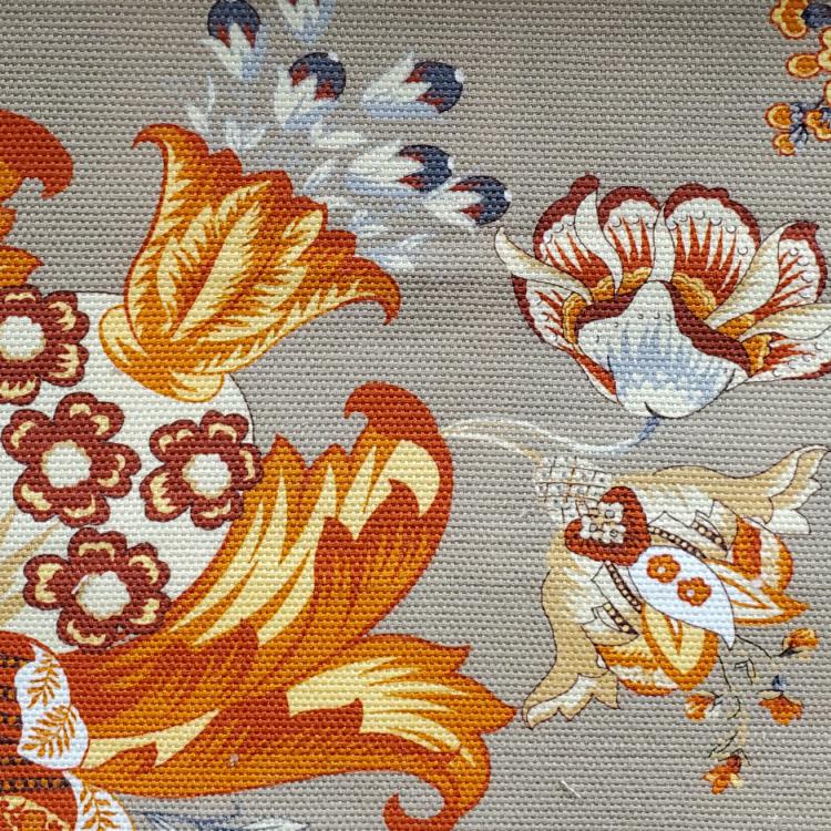 Floral Jacobean Upholstery Drapery Fabric Orange Beige / Spice RMIL14