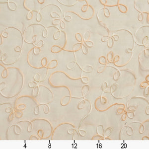 Essentials Sheer Fade Resistance Performance Drapery Squiggly Fabric / Champagne