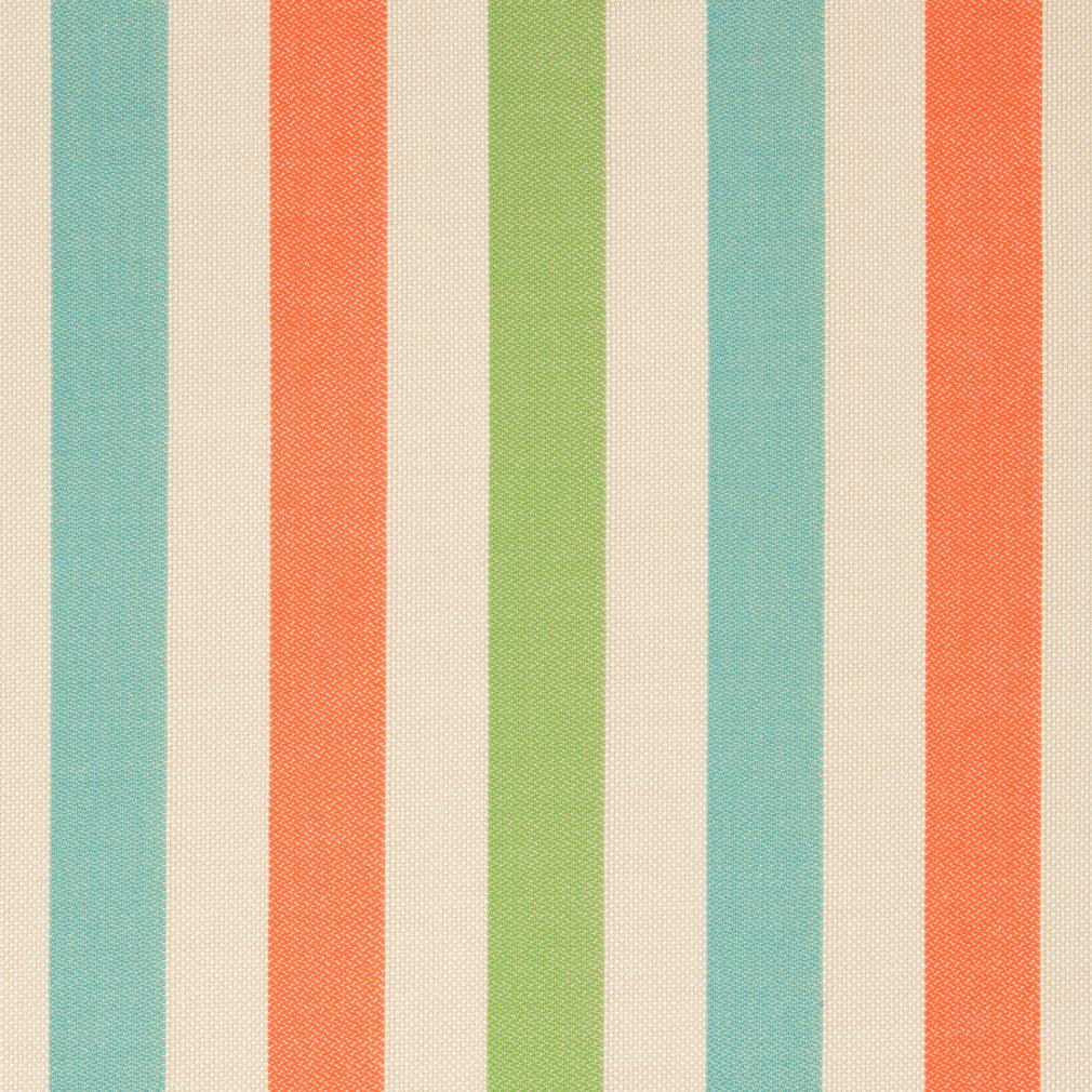 Essentials Outdoor Acrylic Stripe Upholstery Drapery Fabric Aqua Coral Lime White / 30000-02