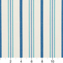 Load image into Gallery viewer, Essentials Outdoor Acrylic Stripe Upholstery Drapery Fabric Auqa Blue White / 30020-03