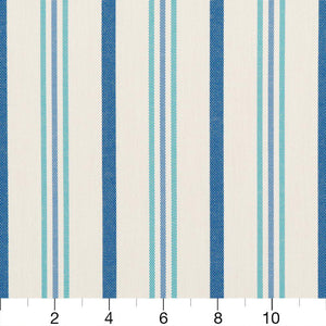 Essentials Outdoor Acrylic Stripe Upholstery Drapery Fabric Auqa Blue White / 30020-03