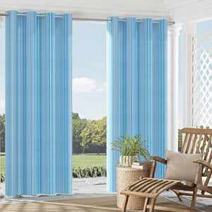 Essentials Outdoor Acrylic Stripe Upholstery Drapery Fabric Auqa Blue White / 30040-04