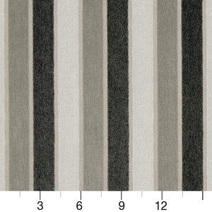 Essentials Heavy Duty Stripe Upholstery Fabric / Black Gray White