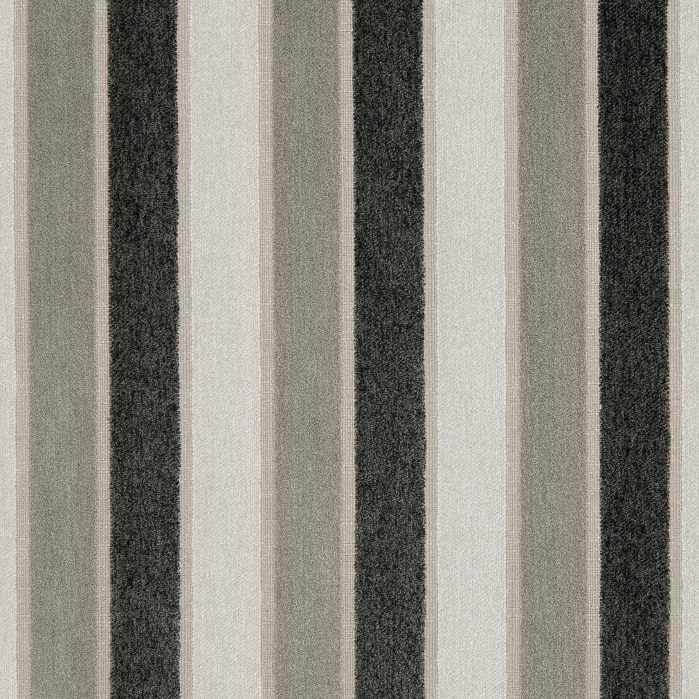 Essentials Heavy Duty Stripe Upholstery Fabric / Black Gray White