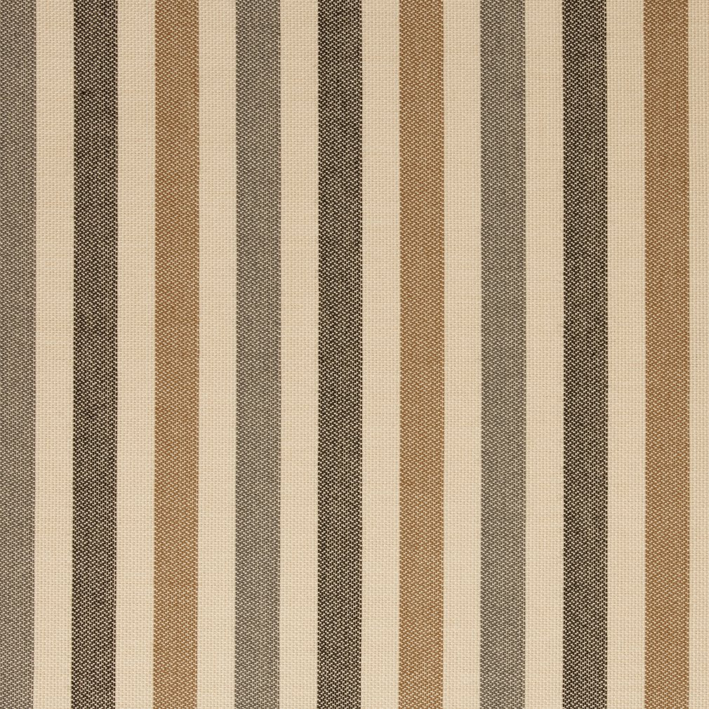 Essentials Outdoor Acrylic Stripe Upholstery Drapery Fabric Brown Gray Beige / 30000-05