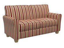 Load image into Gallery viewer, Essentials Heavy Duty Stripe Upholstery Drapery Fabric / Burgundy Gold White
