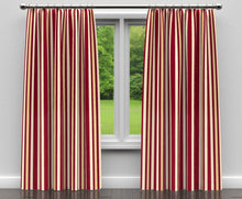 Load image into Gallery viewer, Essentials Heavy Duty Stripe Upholstery Drapery Fabric / Burgundy Gold White