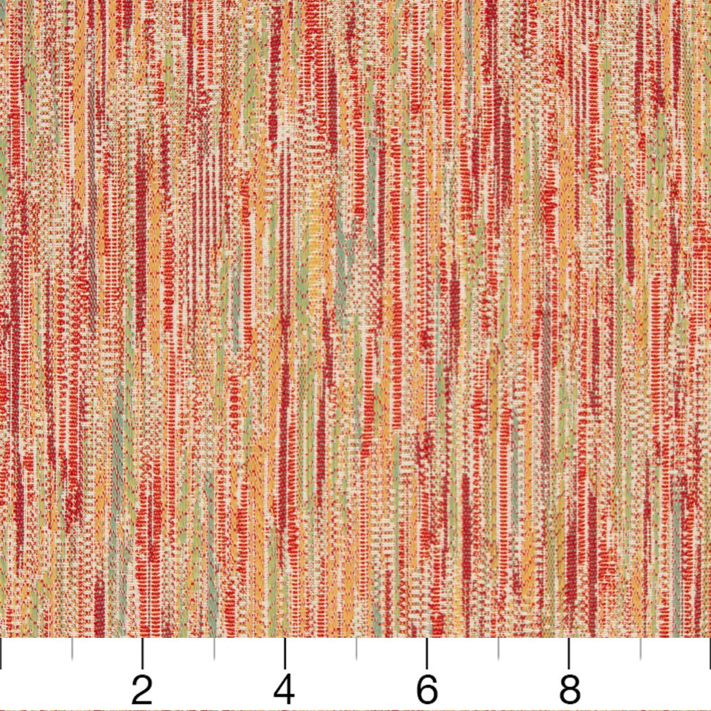 Upholstery Drapery Stripe Fabric Coral Red Yellow Green| Fabric Bistro ...