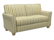 Load image into Gallery viewer, Essentials Heavy Duty Stripe Upholstery Drapery Fabric / Olive Gold White