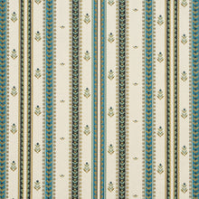 Load image into Gallery viewer, Essentials Upholstery Stripe Fabric / Teal Blue Yellow