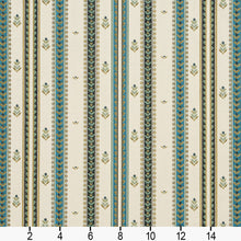 Load image into Gallery viewer, Essentials Upholstery Stripe Fabric / Teal Blue Yellow