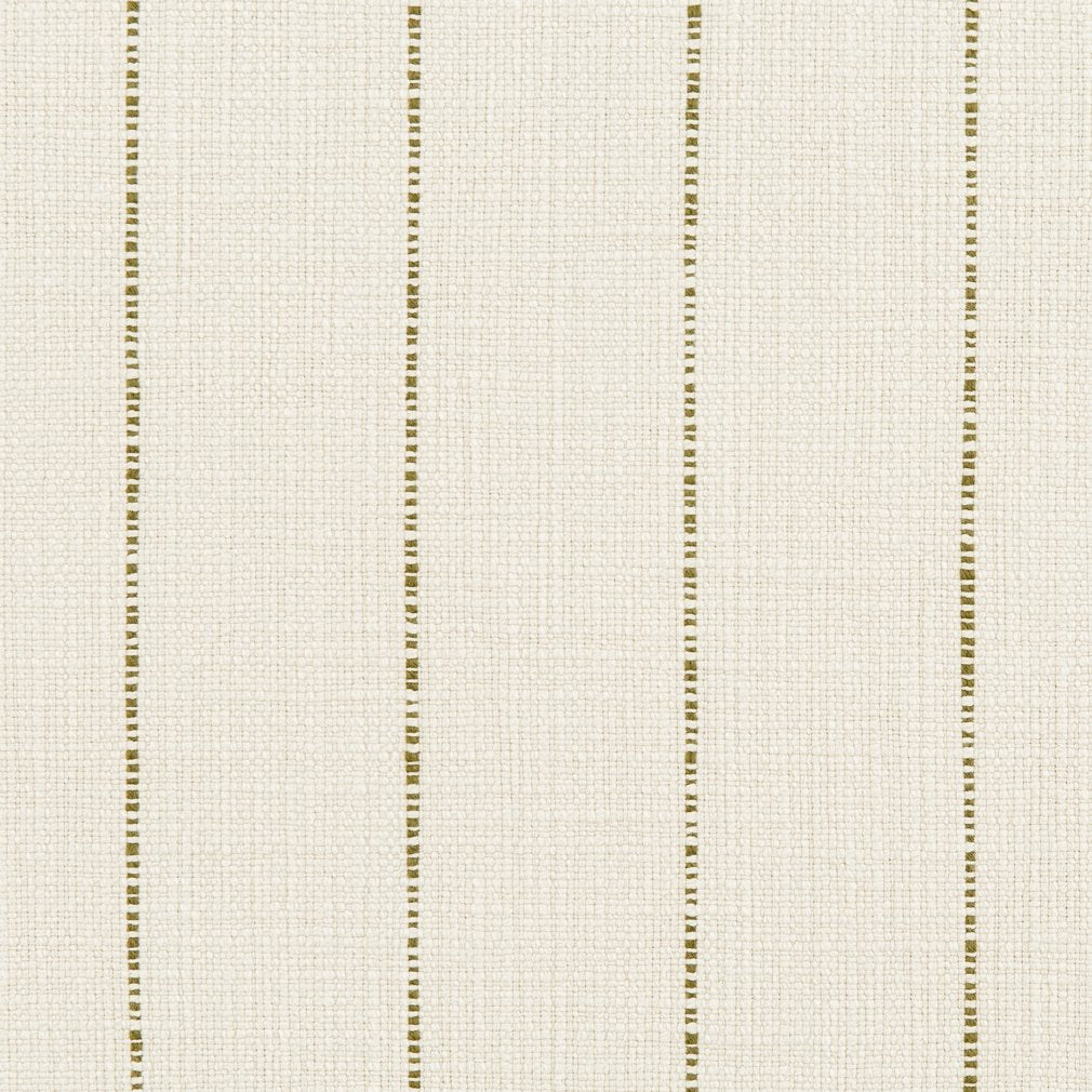 Essentials Linen Cotton Upholstery Stripe Fabric / White Olive