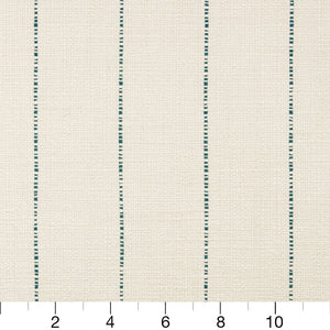 Essentials Linen Cotton Upholstery Stripe Fabric / White Teal