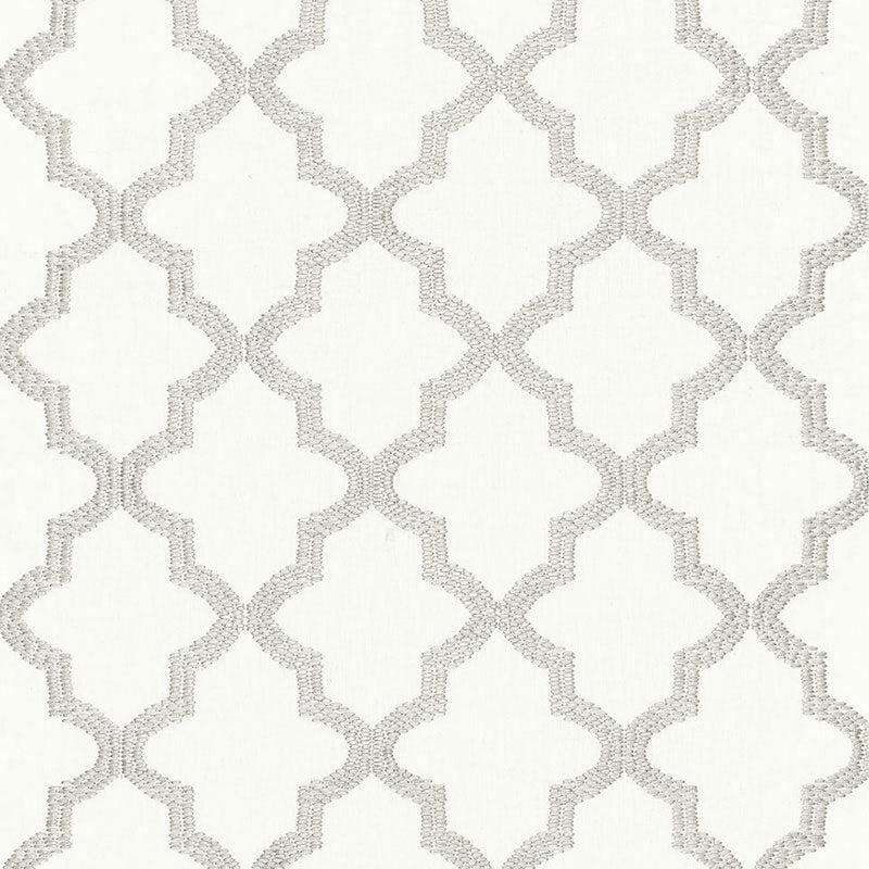 SCHUMACHER TANGIER EMBROIDERY FABRIC / SILVER