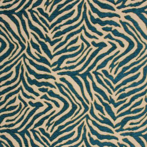 Tiger Zebra Animal Pattern Upholstery Fabric Teal / Tealbay PRV2