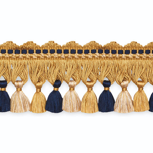 Schumacher Amanda Tassel Fringe Trim TF1014-4 / Gold/Navy/Ecru