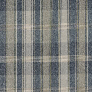 Essentials Tan Blue Beige Checkered Plaid Upholstery Fabric / Meadow