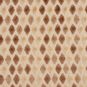 Essentials Cut Velvet Tan Cream Ivory Geometric Diamond Upholstery Drapery Fabric
