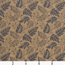 Load image into Gallery viewer, Essentials Crypton Upholstery Fabric Tan / Denim Leaf
