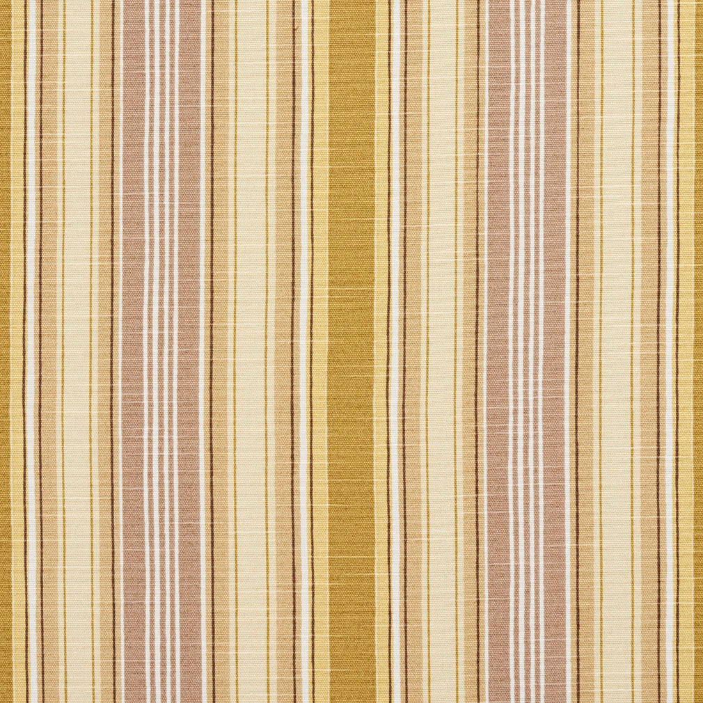 Essentials Tan Goldenrod Beige Brown White Stripe Upholstery Drapery Fabric