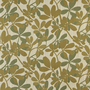 Essentials Cityscapes Tan Olive Green Botanical Leaf Pattern Upholstery Fabric