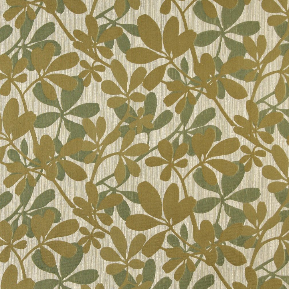 Essentials Cityscapes Tan Olive Green Botanical Leaf Pattern Upholstery Fabric