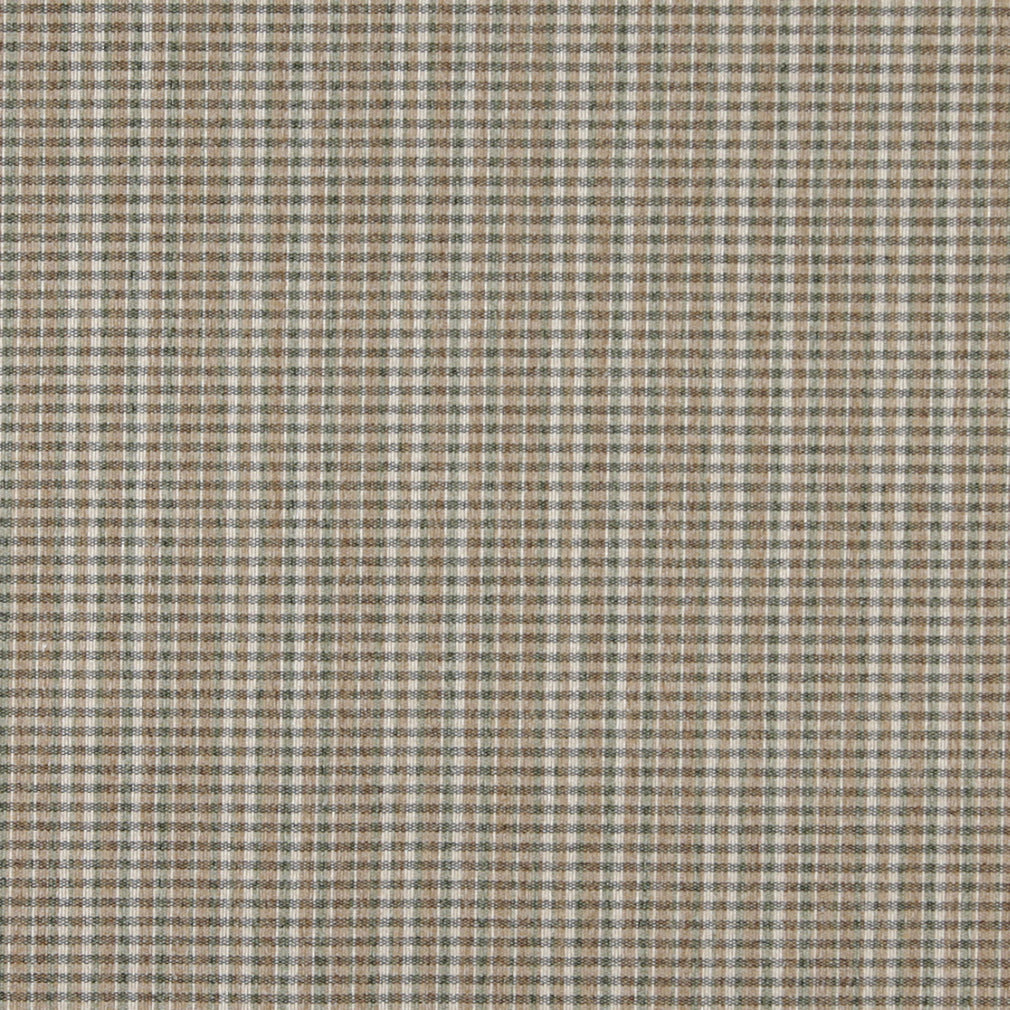 Essentials Tan Sage Ivory Checkered Plaid Upholstery Fabric / Pesto