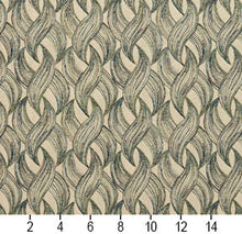 Load image into Gallery viewer, Essentials Teal Olive Green Beige Chain Upholstery Fabric / Meadow