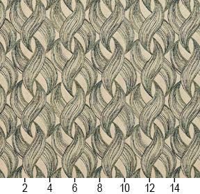 Essentials Teal Olive Green Beige Chain Upholstery Fabric / Meadow