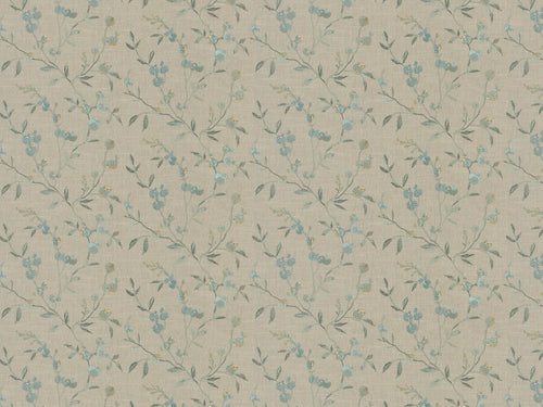 Taupe Beige Seafoam Green Gold Embroidered Floral Drapery Fabric