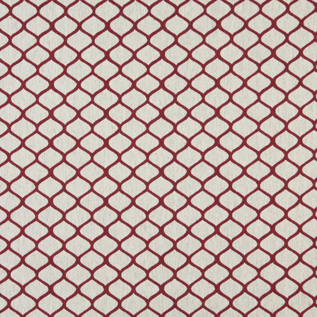 Essentials Heavy Duty Upholstery Trellis Fabric / Burgundy White