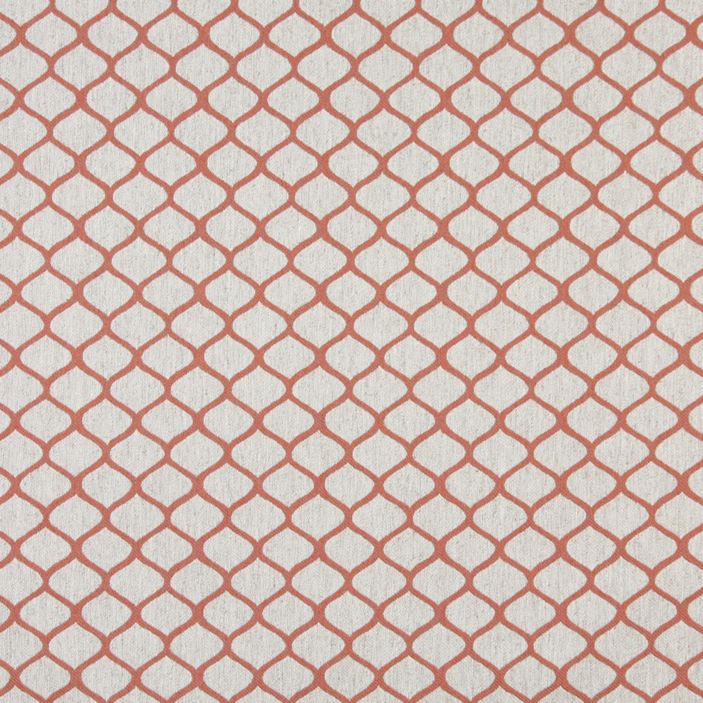 Essentials Heavy Duty Upholstery Trellis Fabric / Coral White