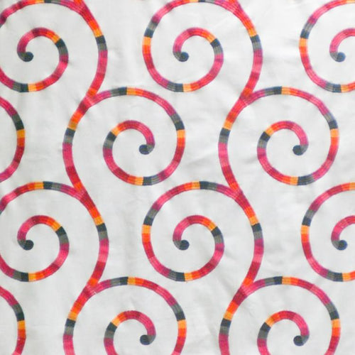 Tupinamba Swirl Embroidered Cotton Drapery Fabric