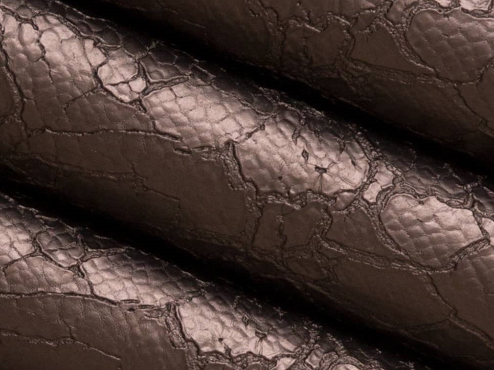 Stain Resistant Performance Brown Snake Faux Leather Upholstery Vinyl