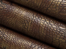 Load image into Gallery viewer, Stain Resistant Performance Bronze Alligator Reptile Faux Leather Upholstery Vinyl