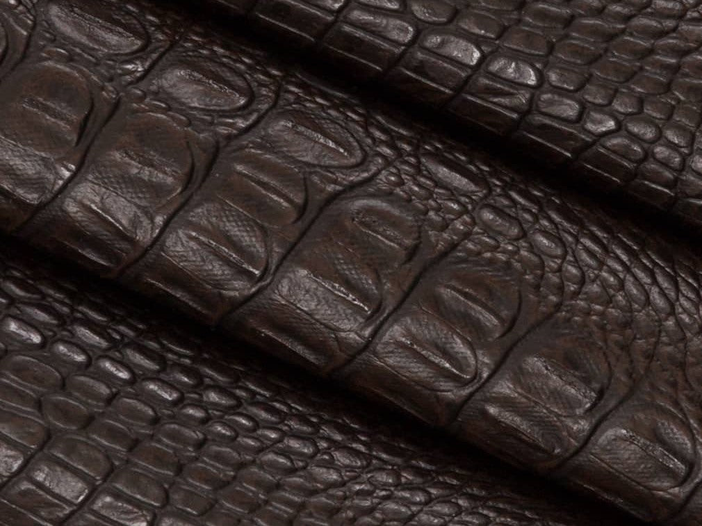 CROCODILE BLACK Faux Leather Upholstery Vinyl Fabric