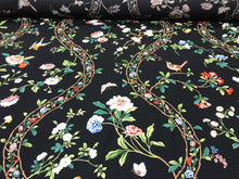 Load image into Gallery viewer, Brunschwig &amp; Fils Silk Road Victoria &amp; Albert Cotton Floral Bird Drapery Fabric Black Onyx