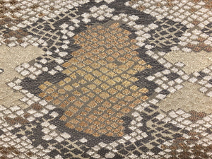 Valdese Weavers Snake Python Luzon Truffle Animal Reptile Skin Pattern Jacquard Gray Beige Bronze Gold Upholstery Drapery Fabric