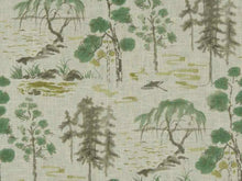 Load image into Gallery viewer, Ivory Olive Lime Green Teal Botanical Drapery Fabric