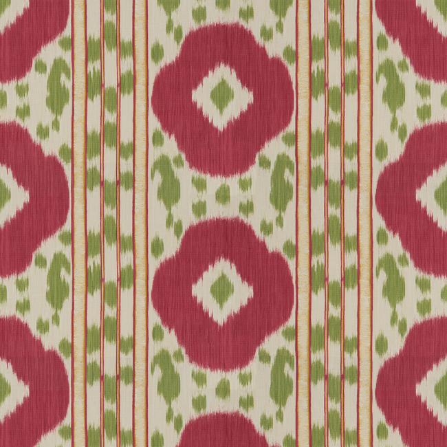 Brunschwig & Fils Varkala Print Fabric / Pink/Green