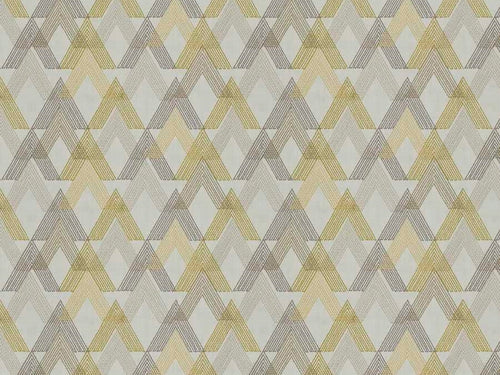 Beige Chartreuse Green Taupe Geometric Embroidered Drapery Fabric