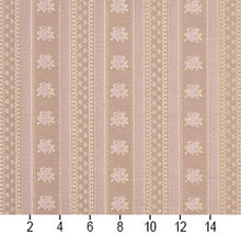Load image into Gallery viewer, Essentials Victorian Floral Upholstery Drapery Fabric Mauve / Primrose Stripe