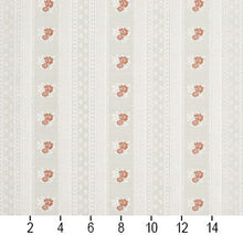 Load image into Gallery viewer, Essentials Victorian Floral Upholstery Drapery Fabric White / Coral Stripe
