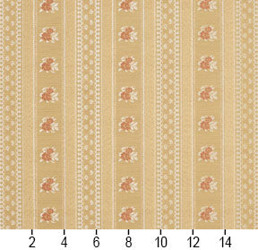 Essentials Victorian Floral Upholstery Drapery Fabric Yellow / Gold Stripe